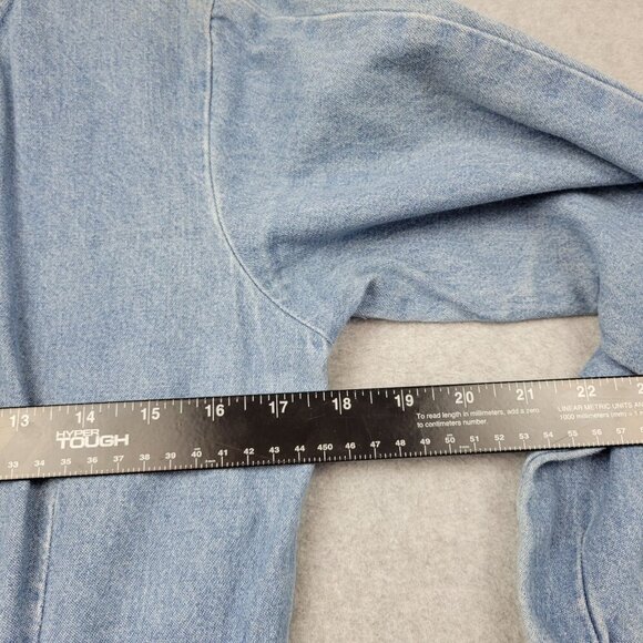 Vintage 80s FADS Womens Size 8 Petite Denim Dress Button Up Lace Pleated Modest - Picture 7 of 16